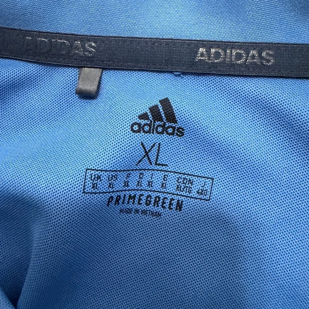Adidas Primegreen Polo Shirt Mens XL Blue Graphic Print Short Sleeve Golf